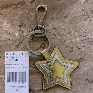 Barneys New York Metallic Star Key Ring NEW